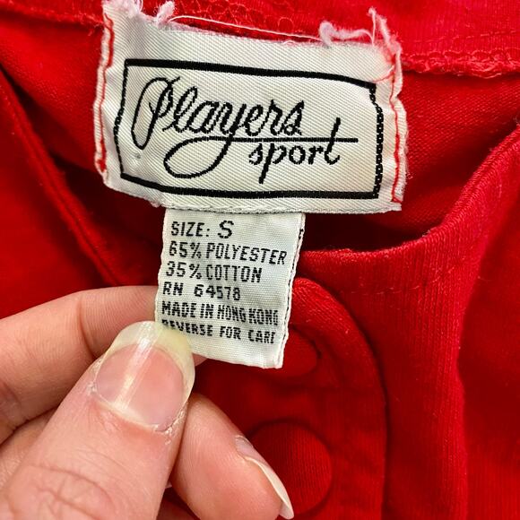 Players Sport Vintage Red Button-up Oversized Shirt Top Womens Small - Picture 11 of 16